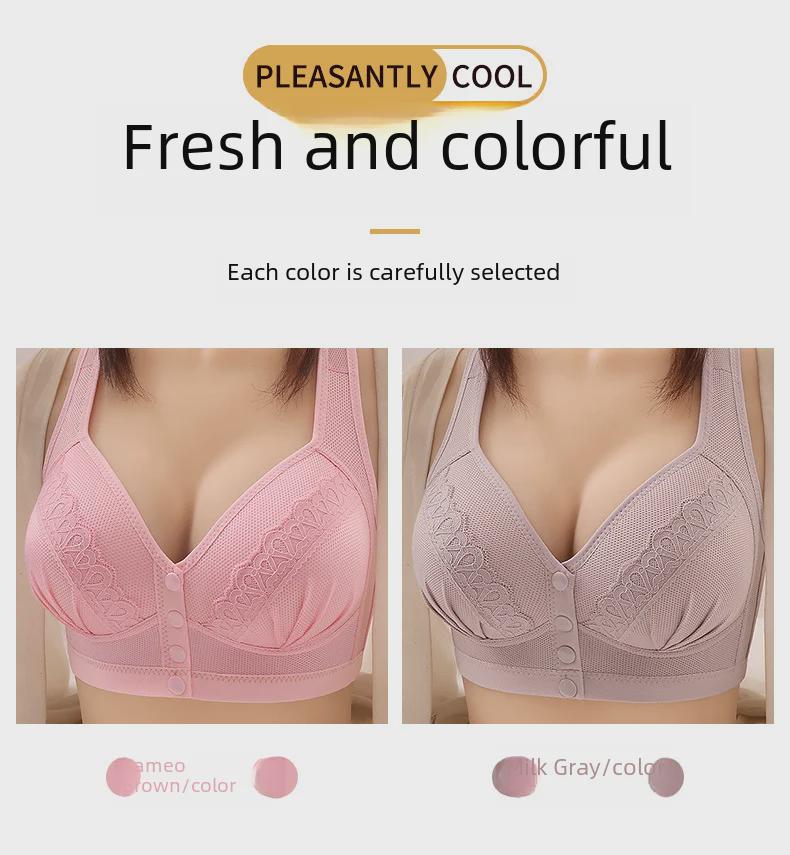 Бюстгальтер с увеличенным размером чашек, застежкой спереди, без стального кольца, в стиле жилета, тонкий дизайн для людей среднего и пожилого возраста.