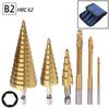 6Pcs HSS Steel Titanium Step Drill Bit Set 4-12/20/32mm Metal Hole Cutter Wood Cone Core Drilling Hole Saw Tool+3,6,8 Saw Drill