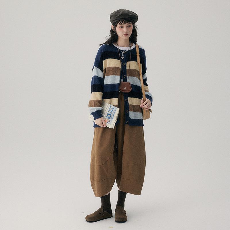 Johnature Весенние японские свободные широкие брюки женские укороченные повседневные шаровары