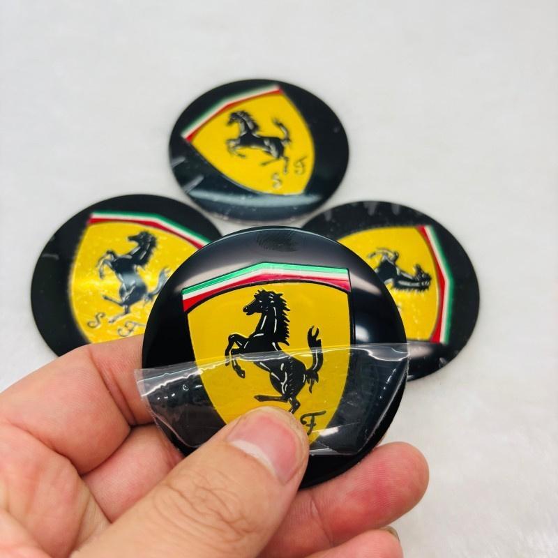 4Pc 56mm/60mm/65mm For Ferrari Horse Donkey Ferrari Donkey Badge Emblem Car Wheel Hub Center Caps Rim Cover Stickers Accessories JW4