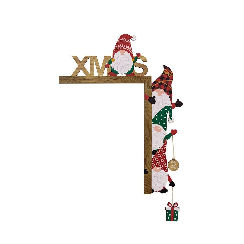 Santa Claus Xmas Door Corner Sign Wooden Door Corner Ornament Creative Door Frame Decoration