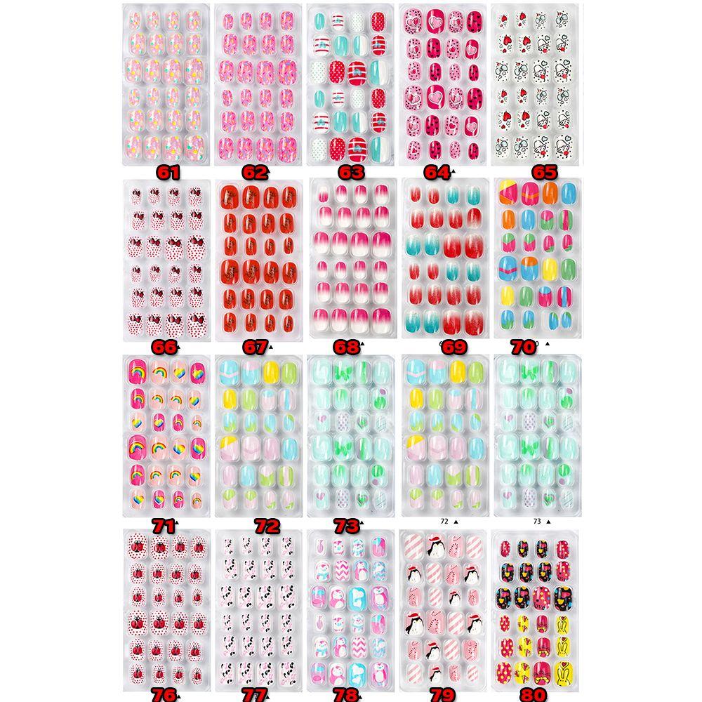 Детские рождественские накладные ногти для маникюра на Хэллоуин, детские накладные ногти с полным покрытием, самоклеящиеся