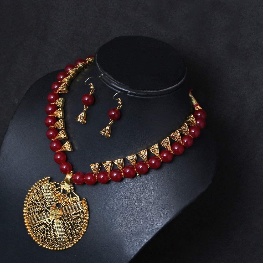 Shining Diva Fashion Latest Stylish Antique Necklace Jewellery Set For Women