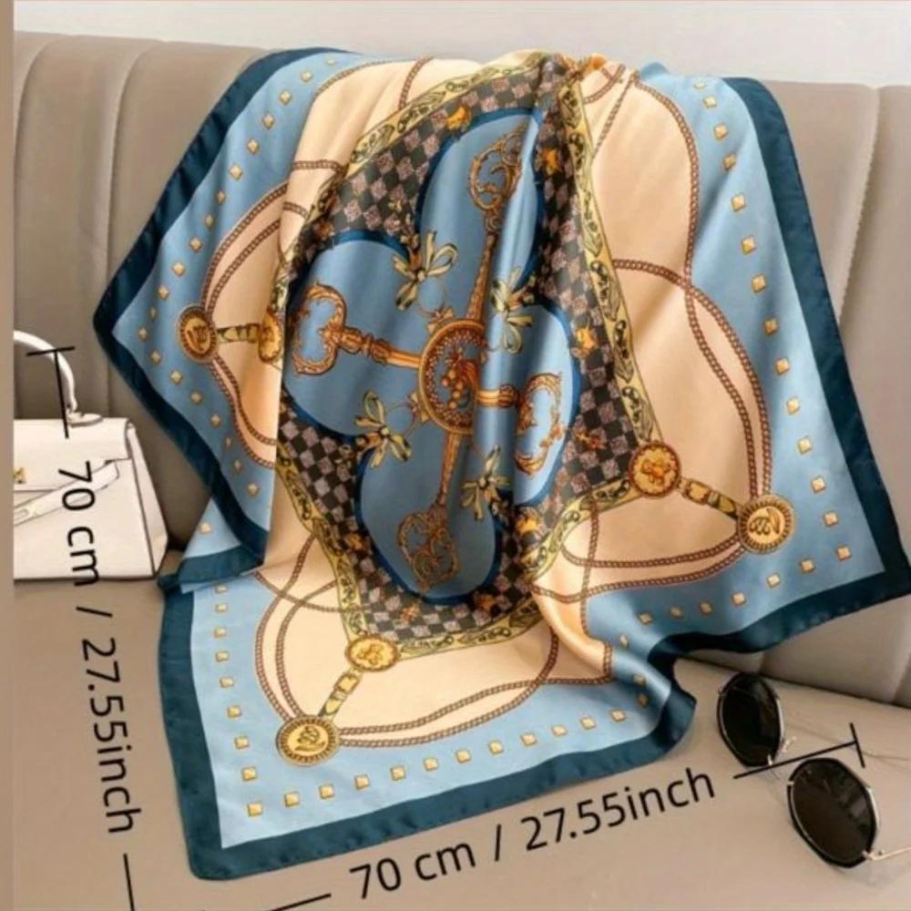 Женский Модный Платок 70x70 см, Новый Шелковый Сатиновый Квадратный Платок, Элегантные Женские Аксессуары, Подходит Для Всех Сезонов