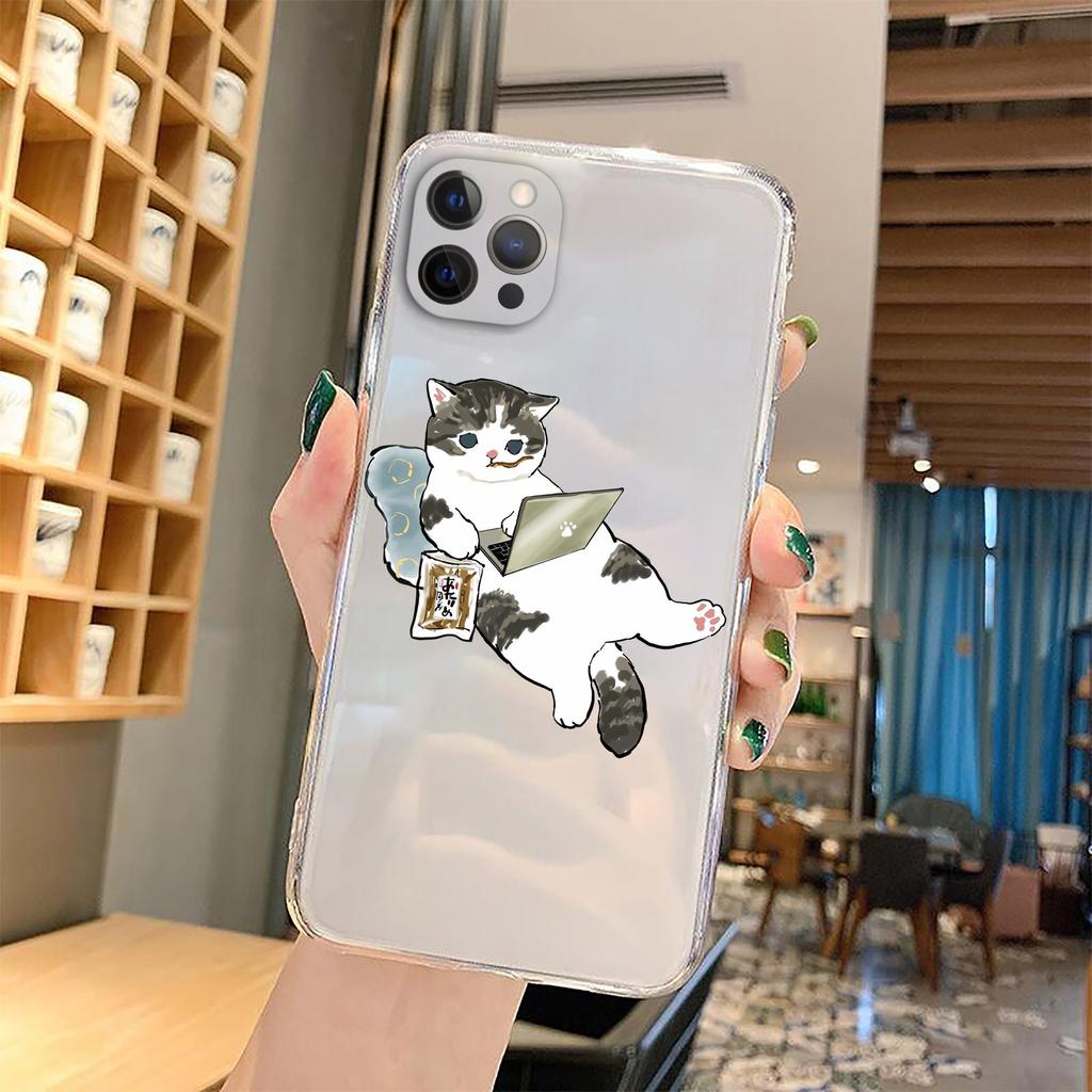 Чехол для телефона с забавным мультяшным котом для iPhone 11 12 Pro Max 13 XR XS X 8 7 SE 2020 Plus, прозрачный мягкий чехол из ТПУ с милым животным рисунком