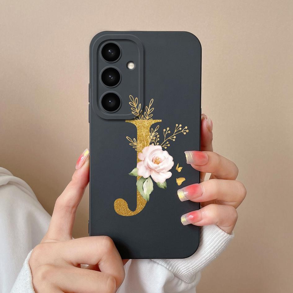 Flowers Letter Case For Samsung A05 A05S A16 S25 Plus S25Ultra A26 A56 F14 A36 Fashion Exquisite Pattern Soft Silicone Couples Covers For Samsung Capa