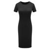 Short Sleeve Summer Women Solid Color O Neck Slim Dress