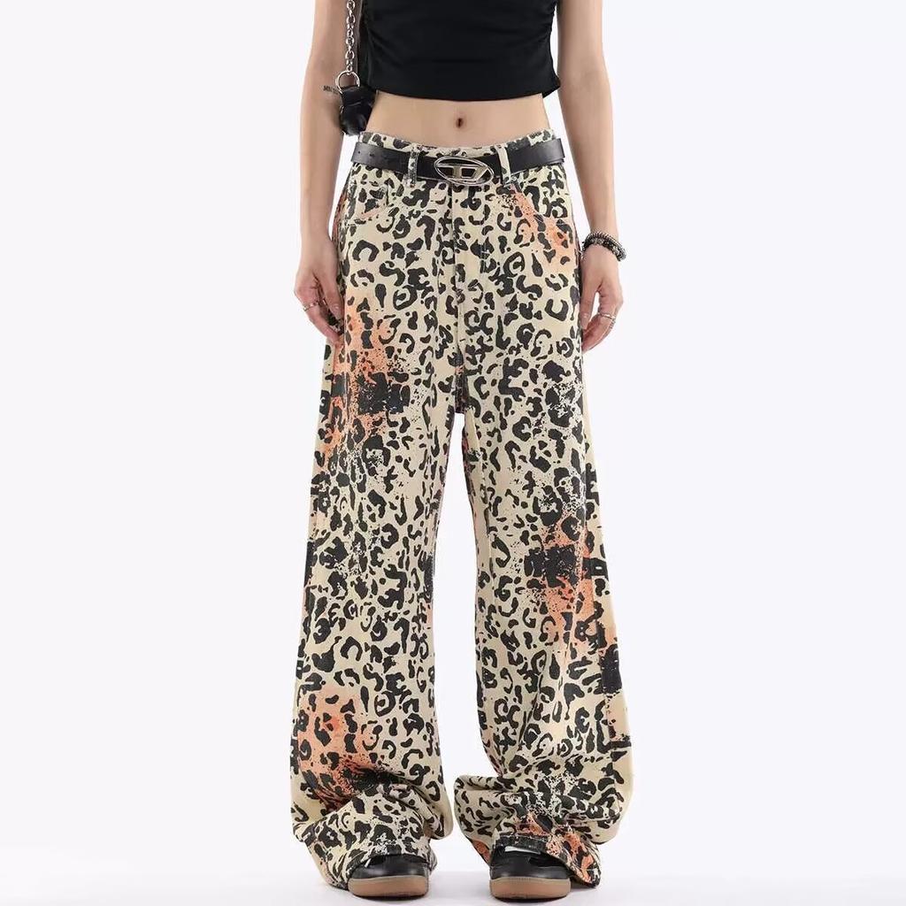 Джинсы женские Design Sense Trendy Old Washed Loose Straight Wide Leg Trousers