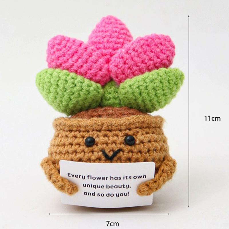 Mini Positive Potato Funny Avocado Duck Cute Knitted Crochet Doll with Card for Women Men Mom Dad Friend Birthday Cheer Up Gifts