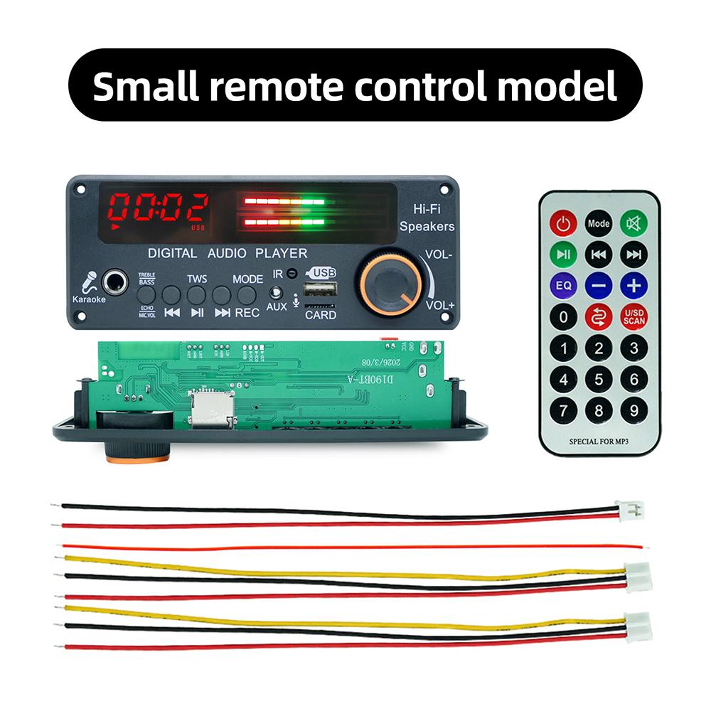 Плата Декодера MP3 WMA WAV DC12V Bluetooth 5.3 Громкая Связь Автомобильная Аудиосистема Микрофон USB TF FM DIY Музыкальный Плеер