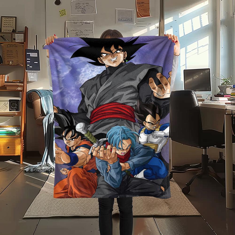 Фланелевое одеяло с принтом персонажей Dragon Ball, Высококачественное, Удобное для всех сезонов, Декор для дома, Тепло и уют, Идеально для рождественских подарков