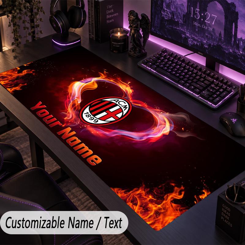 Large Mouse PadAC Milan Custom Name Text Personalized Desk Mat Non Slip Gaming Pad