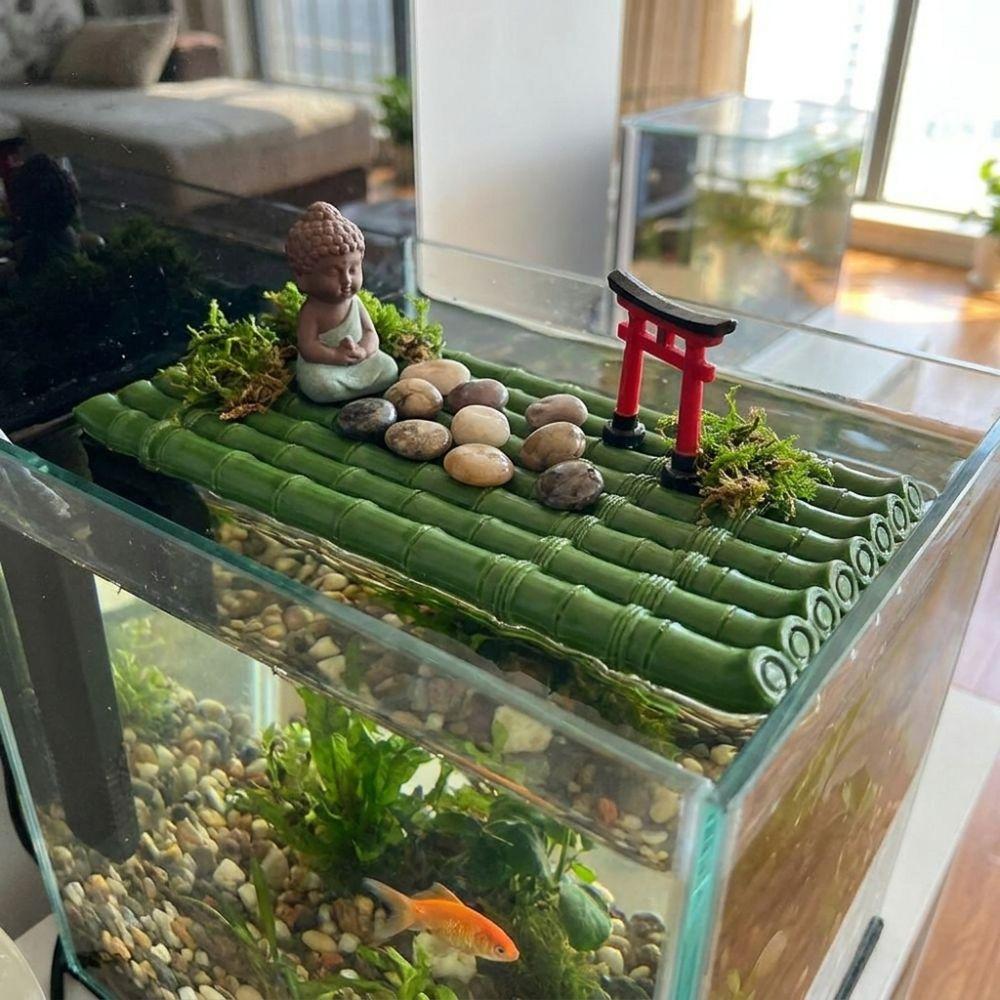 Artificial Bamboo Floating Bamboo Raft Ornament No Fading Bamboo Raft Figurine Home Decoration