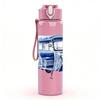 1PC Vintage Blue Truck Retro Pattern 750ml Color Plastic Sports Water Bottle Leakproof Flip Straw Lid Suitable for Sports Office Home Use