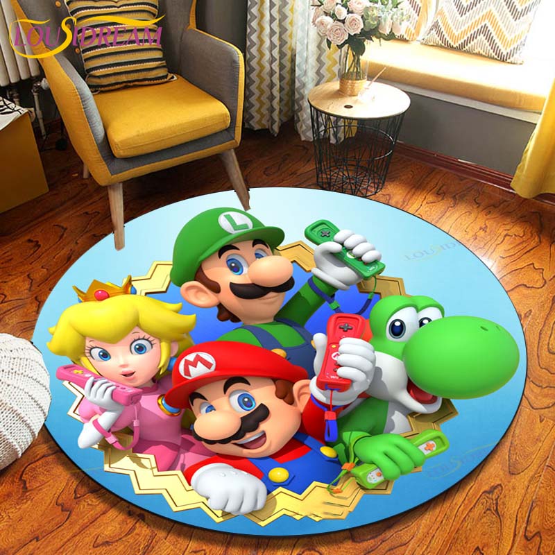 Круглые коврики с героями мультфильмов «Братья Марио», коврик для гостиной, декор комнаты, домашние коврики, игровой коврик, детский милый ковер, ковры в стиле аниме