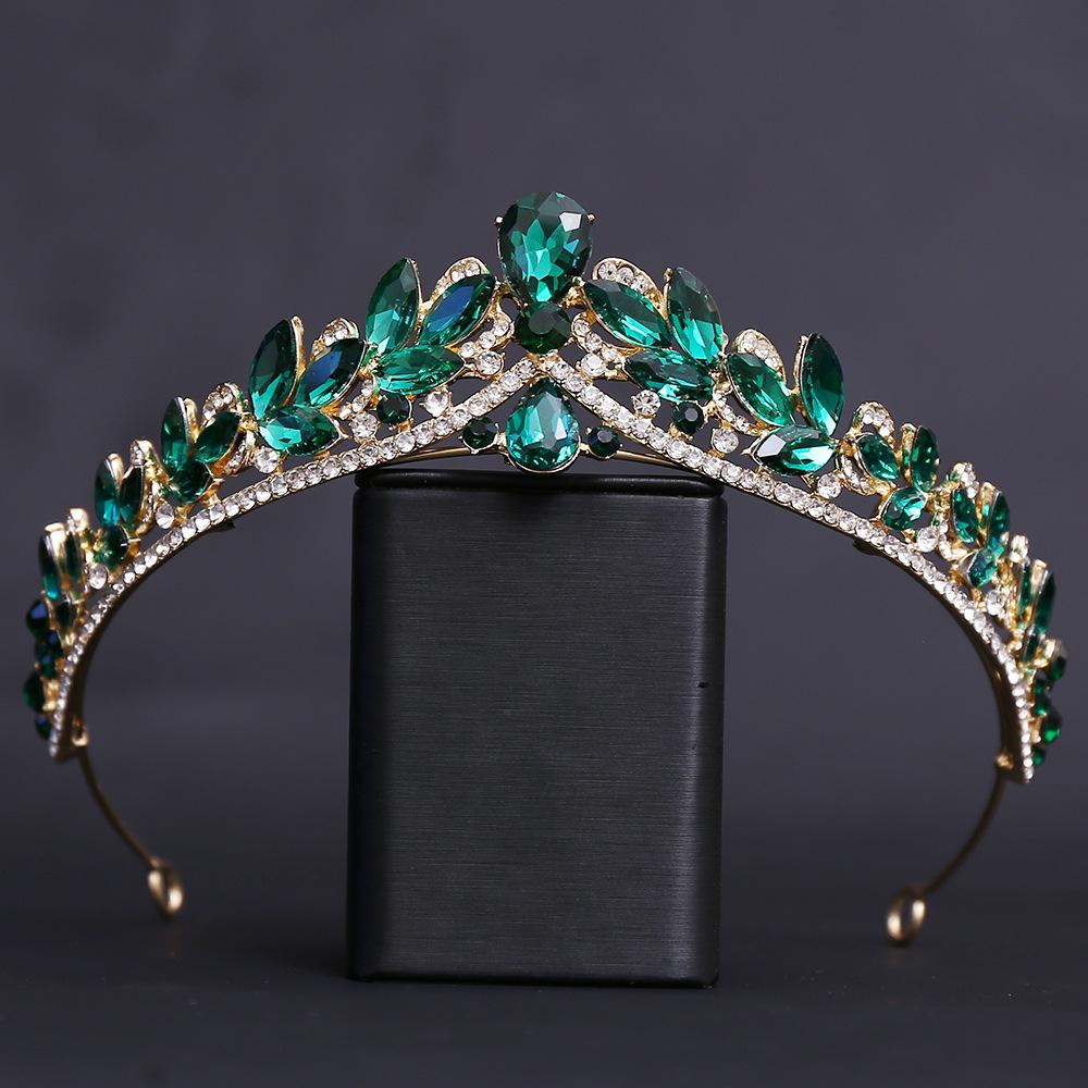 DIEZI 5 Colors Luxury Crystal Tiara Necklace Earrings For Women Wedding Party Elegant Bridal Bride Rhinestone Crown Accessories