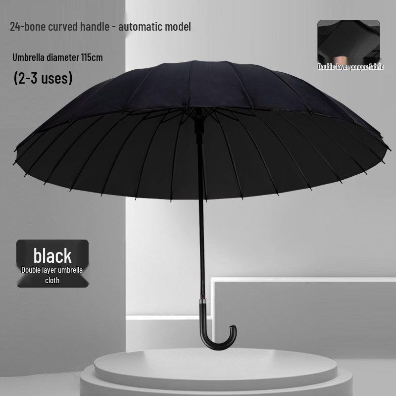 Extra Large Double Layer Men's Umbrella - 24 Bone, Long Handle, Reinforced, Thickened, Wind & Rain Resistant.
