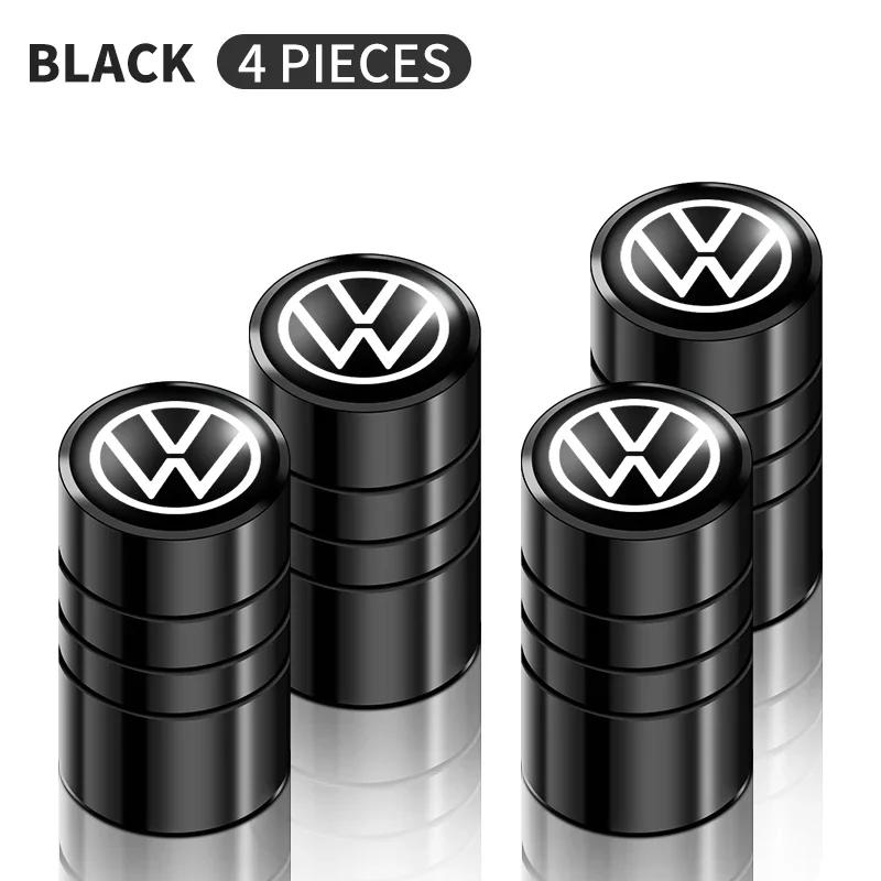 Алюминиевые колпачки на ниппель для Volkswagen - Набор из 4 штук в красном, синем и серебристом цветах