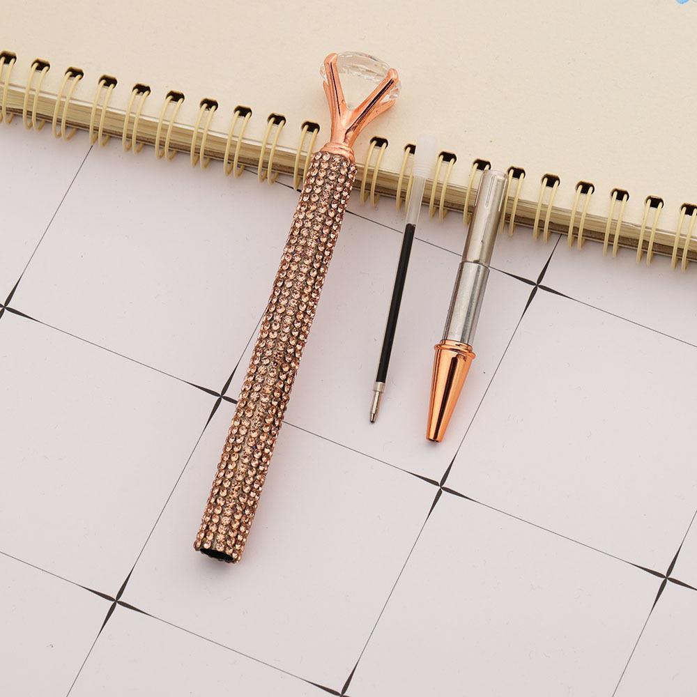 Шариковая ручка Press Rhinestone Rose Gold, роскошные милые свадебные металлические канцелярские принадлежности для школы и офиса, 4 шт.