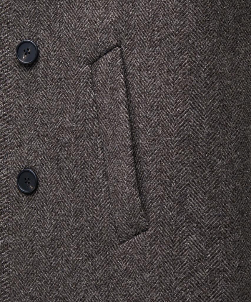 Musinsa Standard Manteco Herringbone Daddy Shoulder Double Long Coat [Brown]
