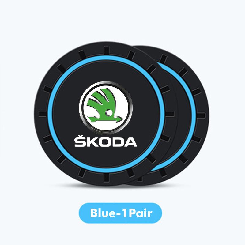 DECL5 Car Waterproof Anti Slip Water Cup Mat Auto Interior Accessories For Skoda Fabia 1 2 Octavia a7 RS Superb Rapid Yeti Karoq