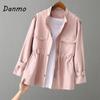 Danmo Trench Coat Women Single Autumn Korean Streetwear Long-Sleeved Short Stand Collar Wild Windbreaker Female Outwear Coats