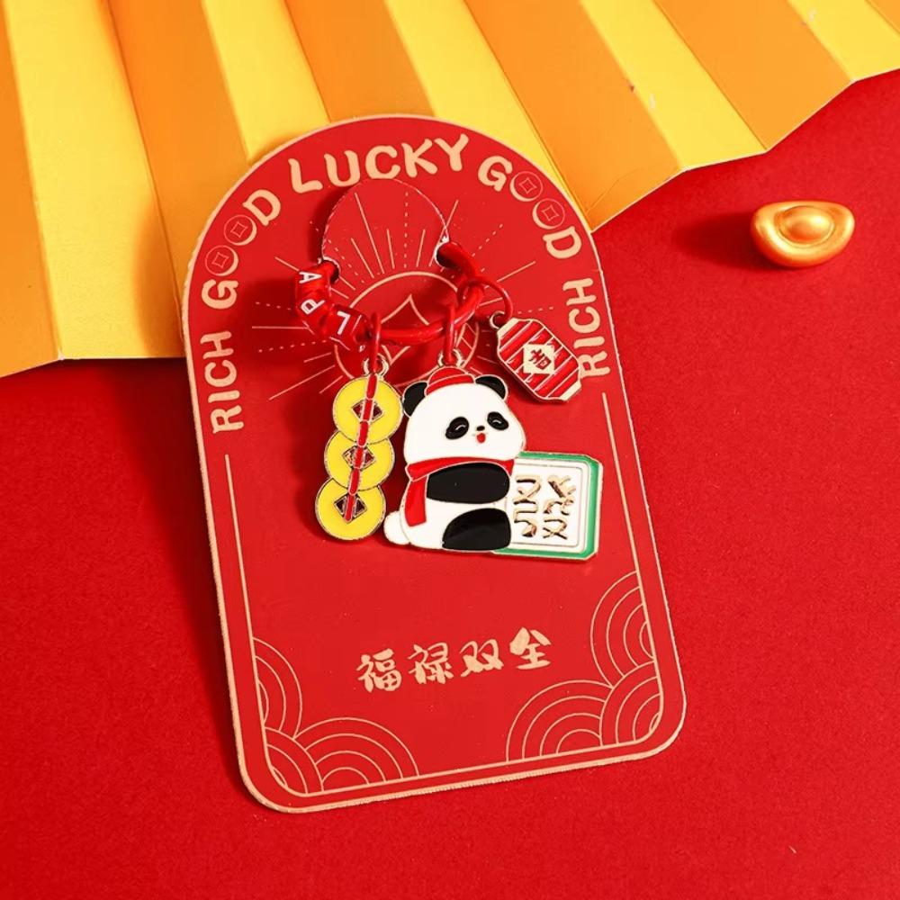 Creative Chinese New Year Key Chain Panda Backpack Pendant Metal Keychain Hanging Lucky Cartoon Key Ring Car Key Chain