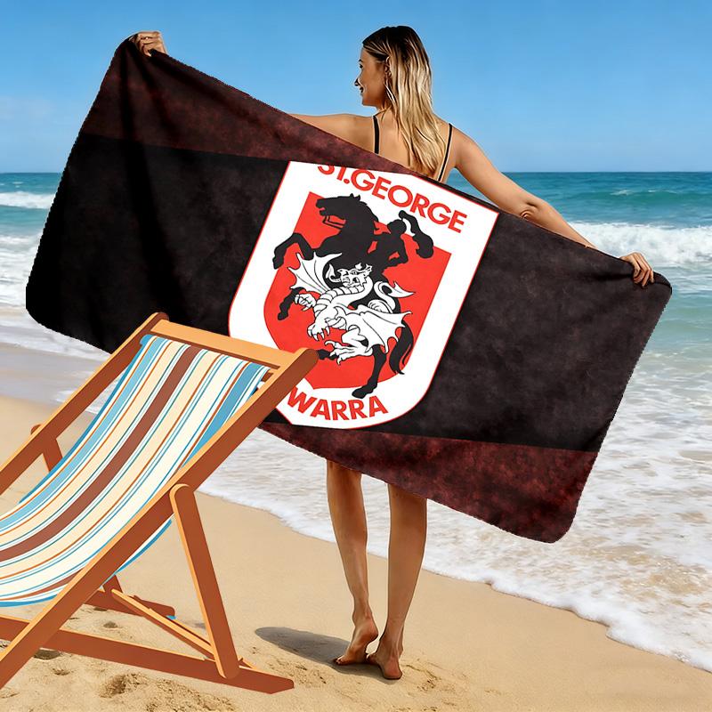 St. George Illawarra Dragons Print Beach Towel, Large Soft Quick Dry Towel for Beach Camping Swimming
