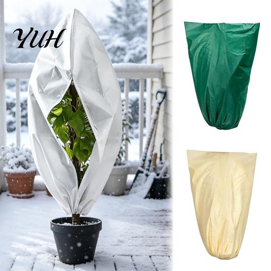 Winter Plant Shelter for Potted Shrubs Cover Freeze Protection, Drawstring Tree with Zipper, Plants Zippered Jacket Frost Blanket Outdoor Plants,