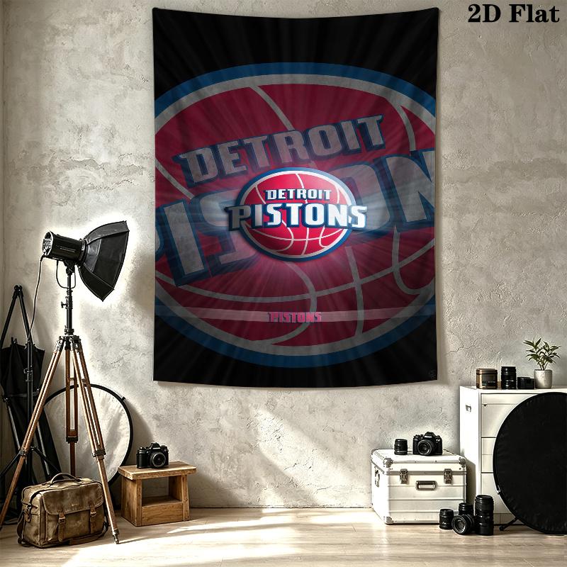 Detroit Pistons Logo Wall Tapestry Aesthetic Wall Hanging Printed Fabric Blanket Decorative Tapestries for Bedroom Living Room Home Decor