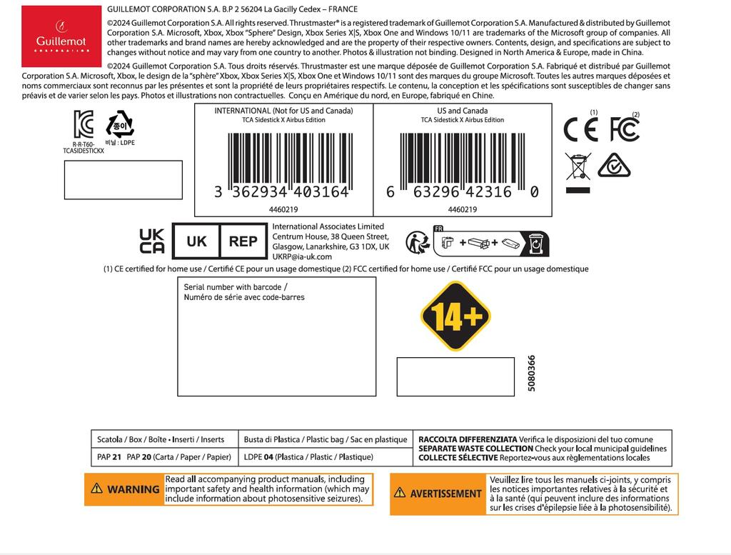 Officially Licensed Thrustmaster TCA Sidestick X Airbus Edition Flight Stick for Xbox Series and Ambidextrous Flight Interchangeable Airliner Warranty