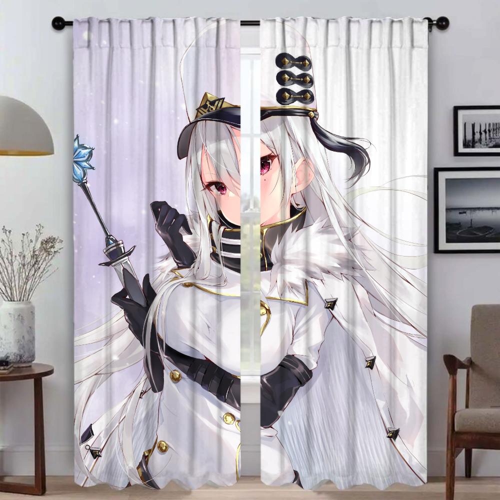 Набор из 2 элегантных комнатных штор Гостиная Azur Lane Домашний интерьер Шторы Тюль Перегородка в спальню Детская Полиэстер Идеально для гостиной
