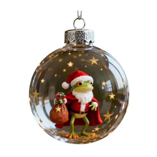 Рождественская лягушка, плоская акриловая подвеска 2D, украшение на елку с дикими животными, праздничное украшение комнаты, значимые подарки для детей
