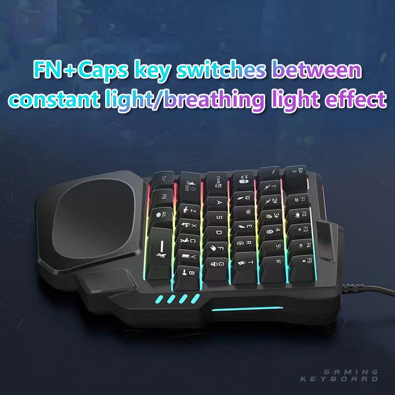 RGB Игровая Клавиатура Одноручная Мини USB Ультратонкая Проводная 35 Клавиш Одноручная Клавиатура с Подсветкой Для Компьютера ПК Ноутбука