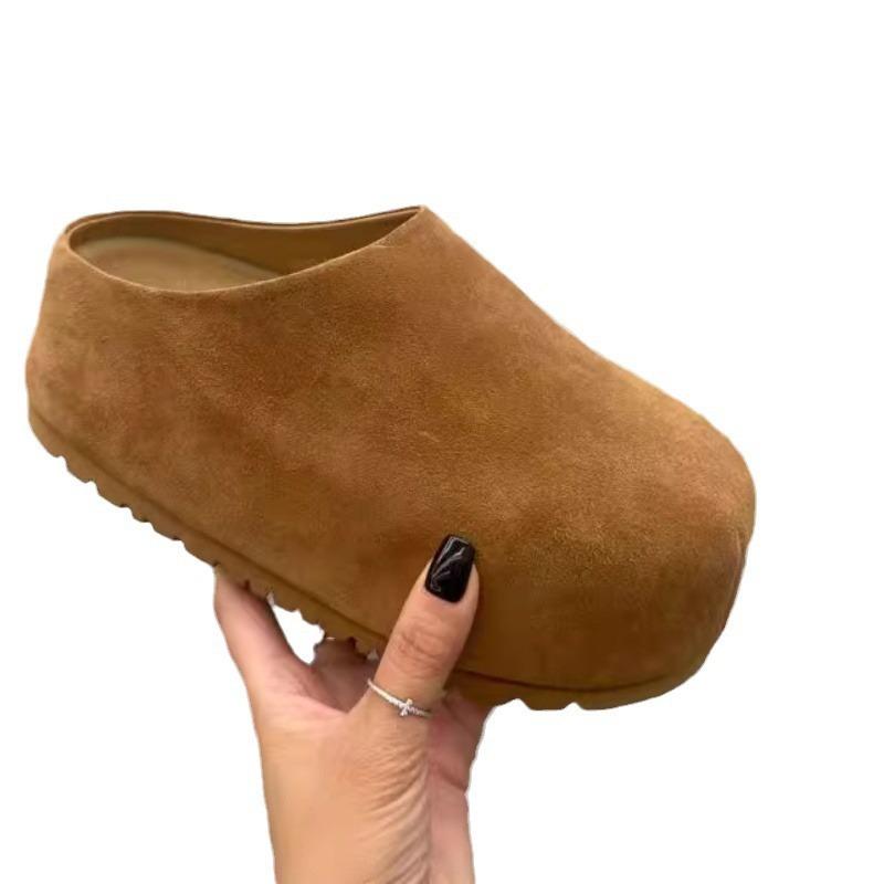 Туфли Boken на толстой подошве, увеличивающие рост, матовые, с большой головой и одной педалью, маленькие тапочки-мешки и полутапочки, женская верхняя одежда, осень 2024 года, новые модели
