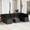 Garden Sofa Set with Cushions 10 pcs Black Poly Rattan