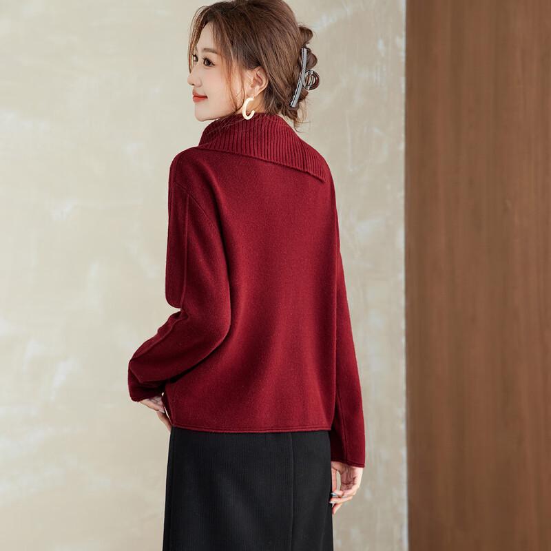 Женский свитер из 100% шерсти, свободного кроя, с рубчиком, косой планкой