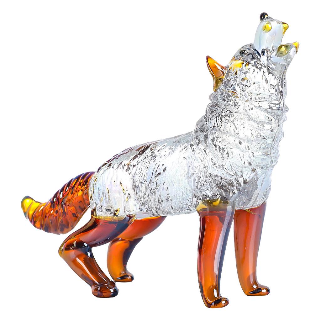 Статуэтка волка из хрустального стекла, воющая статуэтка волка, ручная стеклянная скульптура животного, коллекционное пресс-папье