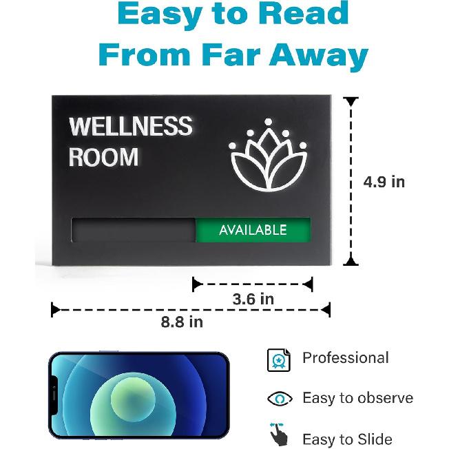 Conference Room Door Signs for Office, Meeting In Progress Door Sign, In Use Available Slider Indicator Tells Whether Room Vacant Or Occupied