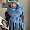 Клетчатый однотонный шарф Женский зимний толстый шарф-шаль из искусственного кашемира в корейском стиле Теплый шарф для шеи