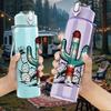 1PC Desert Cactus Boho Plant Art Print 750ml Color Plastic Sports Water Bottle Leakproof Flip Straw Lid Suitable for Sports Office Home Use