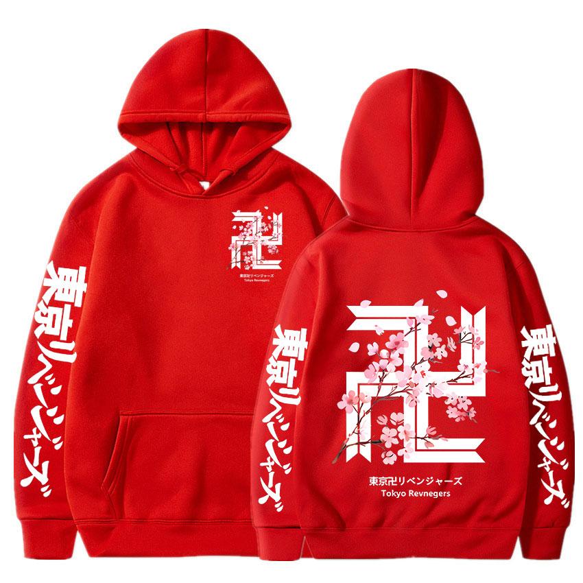 Japan Anime Tokyo Revengers Cherry Blossom Graphics Logo Hoodies Tokyo Gang Sweatshirts Cozy Tops Pullovers Unisex Clothes Tops