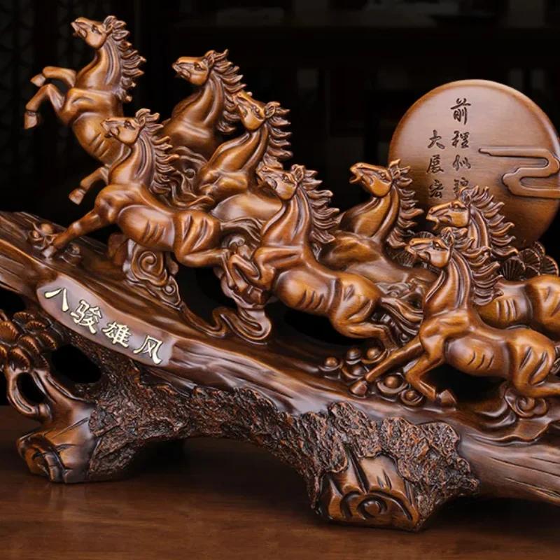1 шт. Смоляные ornaments Коня - Статуэтка в китайском стиле, вдохновленная Фэн-шуй, для гостиной, домашнего декора, подарка на новоселье
