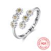 Cute S925 Sterling Silver Daisy Opening Rings for Women Girls Temperament You Are My Sunshine Letter Finger Ring Elegant Wedding Jewelry