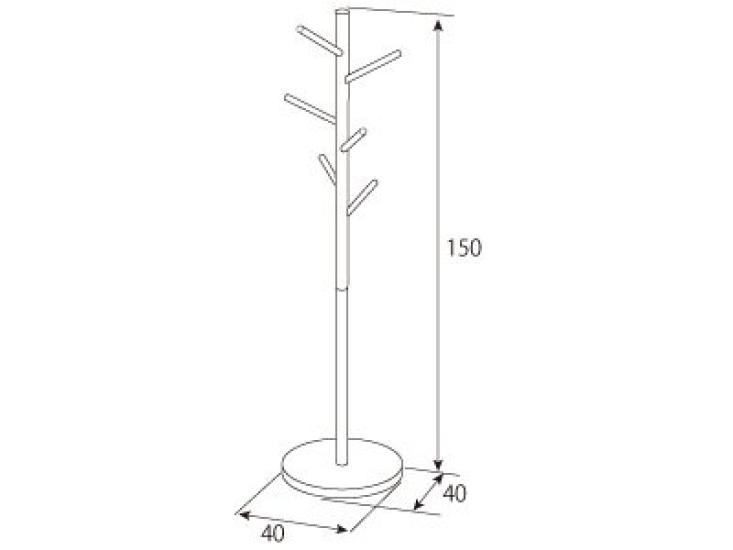 Miyatake Seisakusho FORESTA Вешалка-стойка 40 см шириной x 40 см глубиной x 150 см высотой, Высокая, Коричневая/Черная, Компактная, P-1500