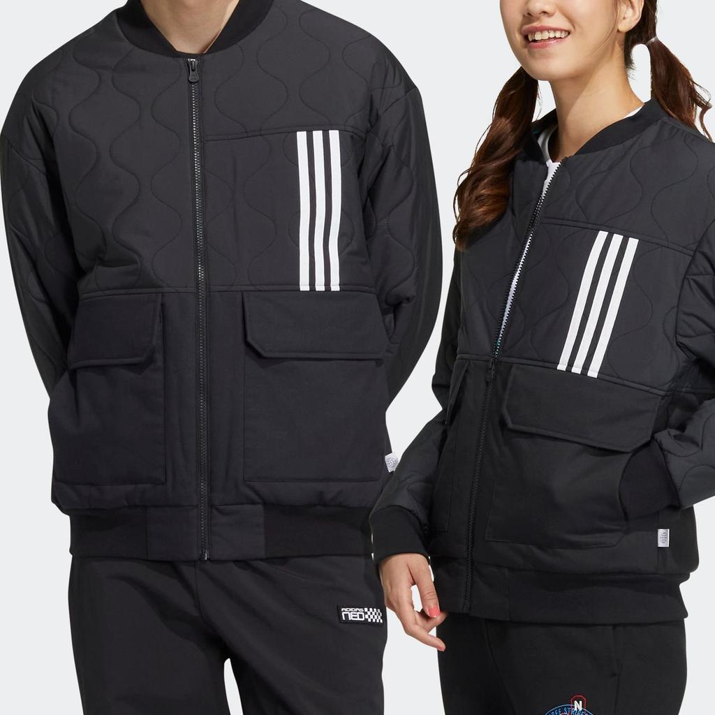 Adidas Однотонная куртка с круглым вырезом и длинными рукавами, куртка унисекс, черная HN4775