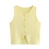 Kaslead New Arrival Women's Clothing Fashion Style Stylish Simple and Versatile Two Colors Plain Stitch Short Sleeveless Vest Top