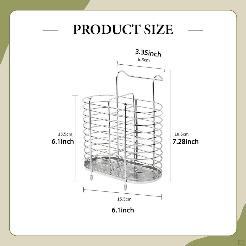 Chopsticks Holder Utensil Organizer for Forks Spoons Metal Cutlery Drainer Basket Tableware Storage