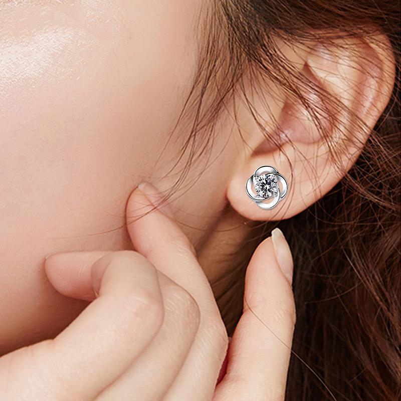 Серьги-гвоздики из серебра 925 пробы с четырьмя листочками клевера, простые женские серебряные серьги, не вызывающие аллергии