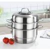Stainless Steel Steamer Thicken Pot with Lid for Kitchen Cooking